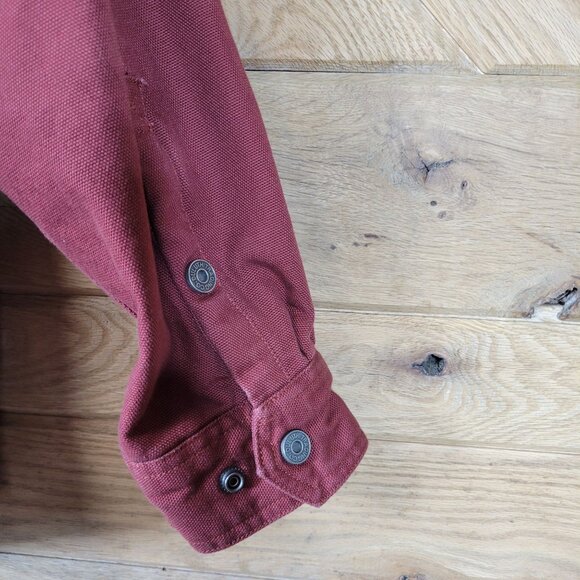 Duluth Trading Men XL/Tall Maroon Fleece Lined Shirt Jacket Shacket Heavy Canvas - Picture 11 of 14